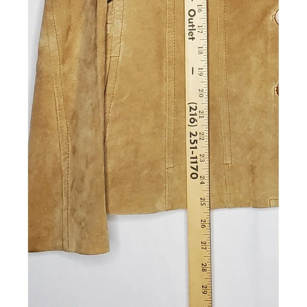 Jones NY Suede Blazer Jacket Womens XL Tan Leather Button Up Classic - Picture 6 of 11
